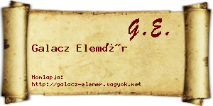 Galacz Elemér névjegykártya